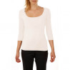 T-shirt woman's square neck 3/4 sleeve in viscose stretch