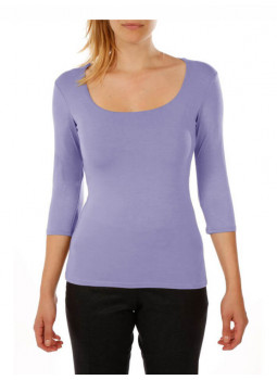 T-shirt square neck 3/4 sleeve in viscose stretch