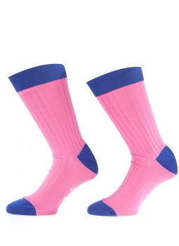 Mens socks over of Scotland 100% cotton pink and indigo