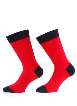 Mens socks over of Scotland 100% cotton red and navy