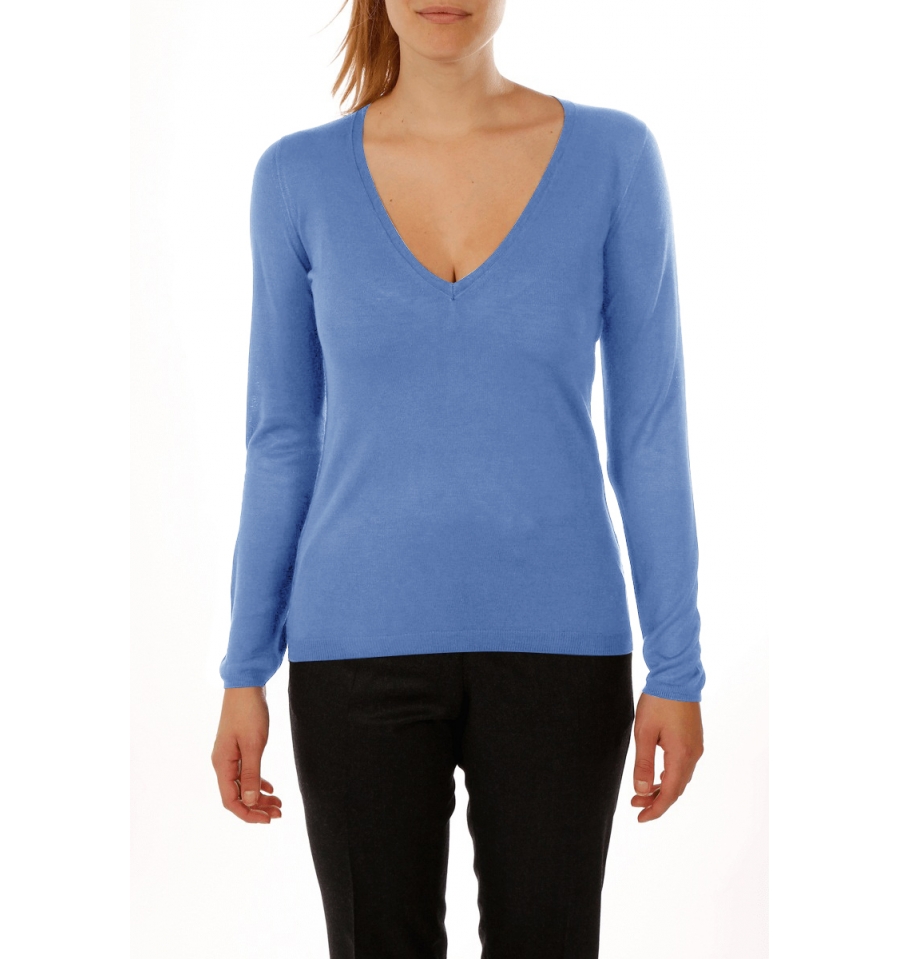 Pull femme col V en maille bambou cachemire Bruce Field ...