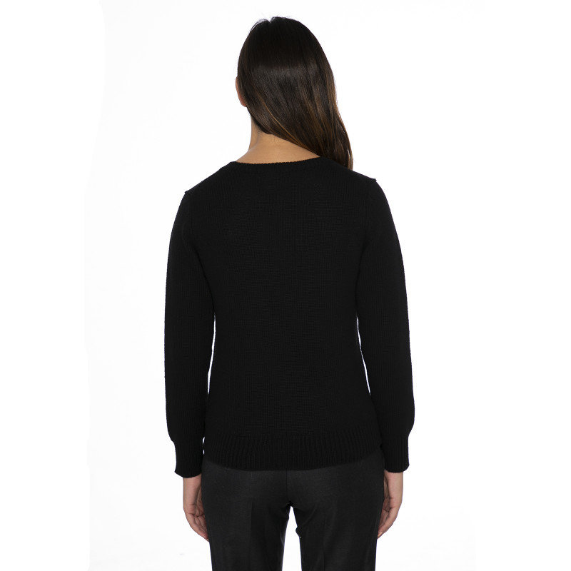 Sweater woman's round neck wool and cashmere
