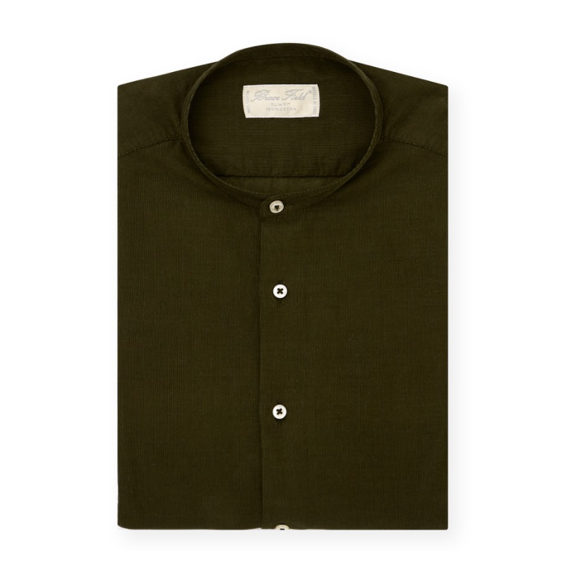 Shirt man slim fit with collar Mao pure cotton double twisted