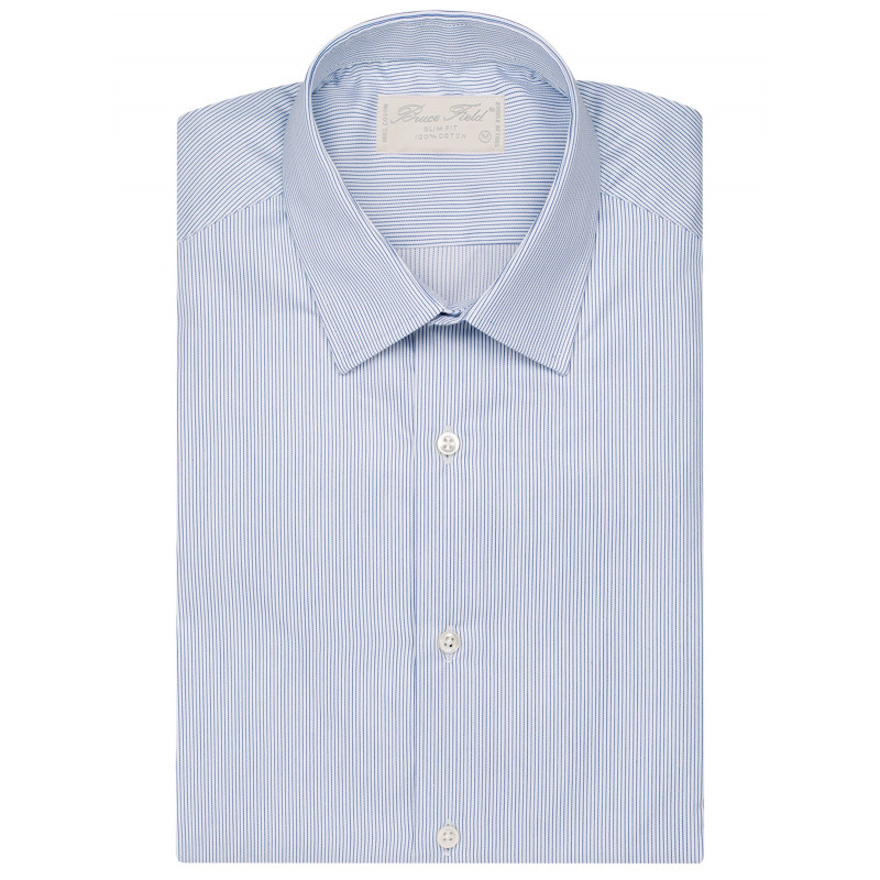 Men's slim fit shirt with thin grey stripes