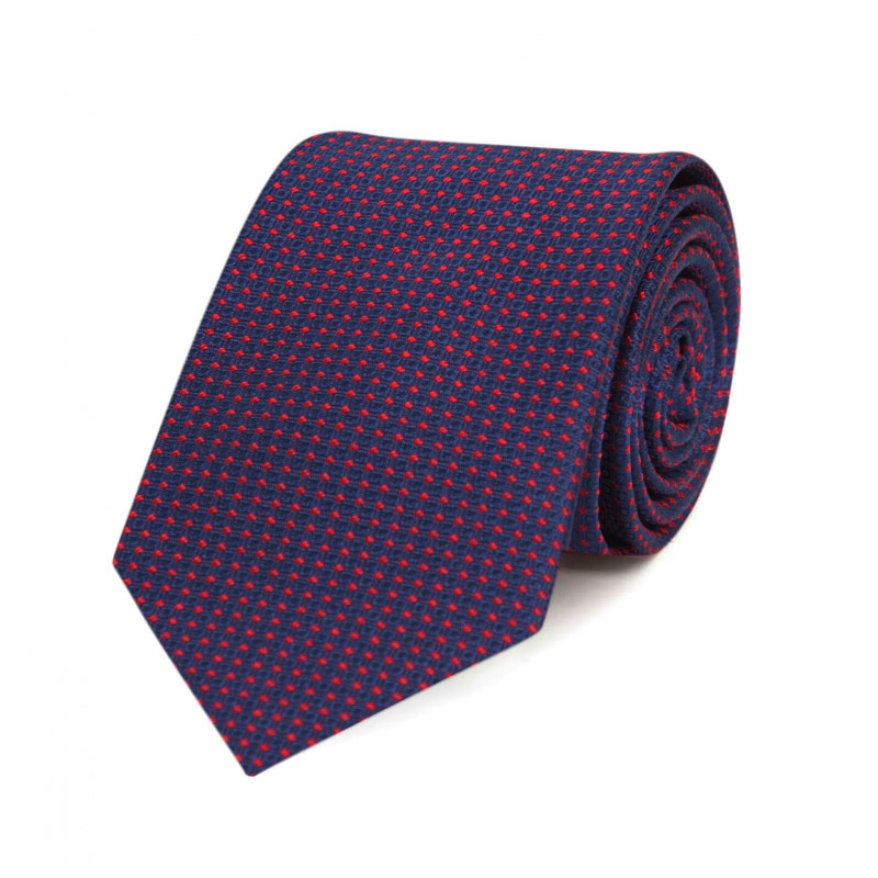 Tie in pure silk navy with red polka dots | Accessories Man