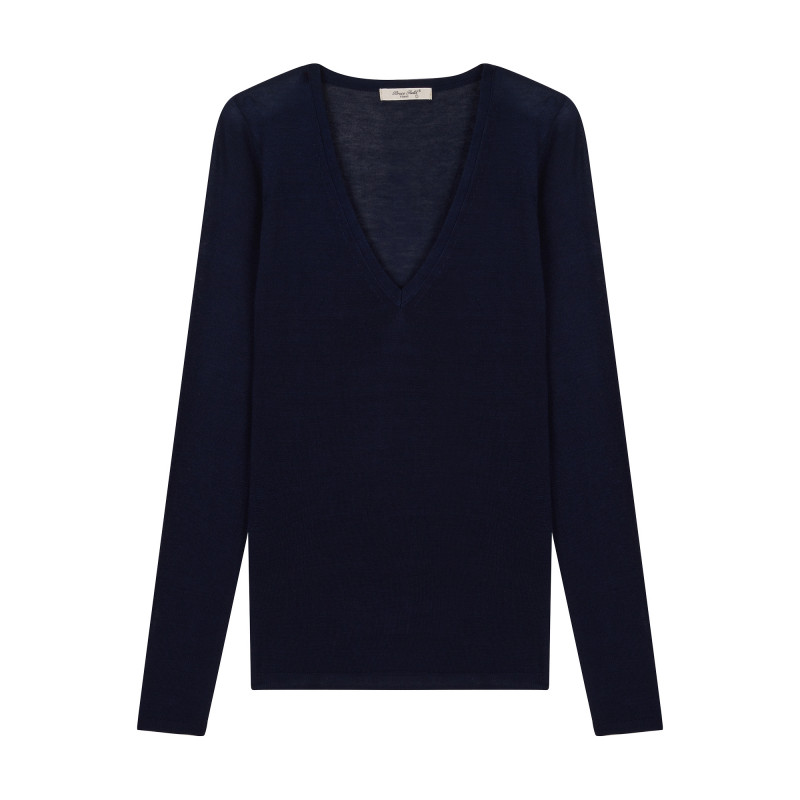 women's navy blue v neck sweater